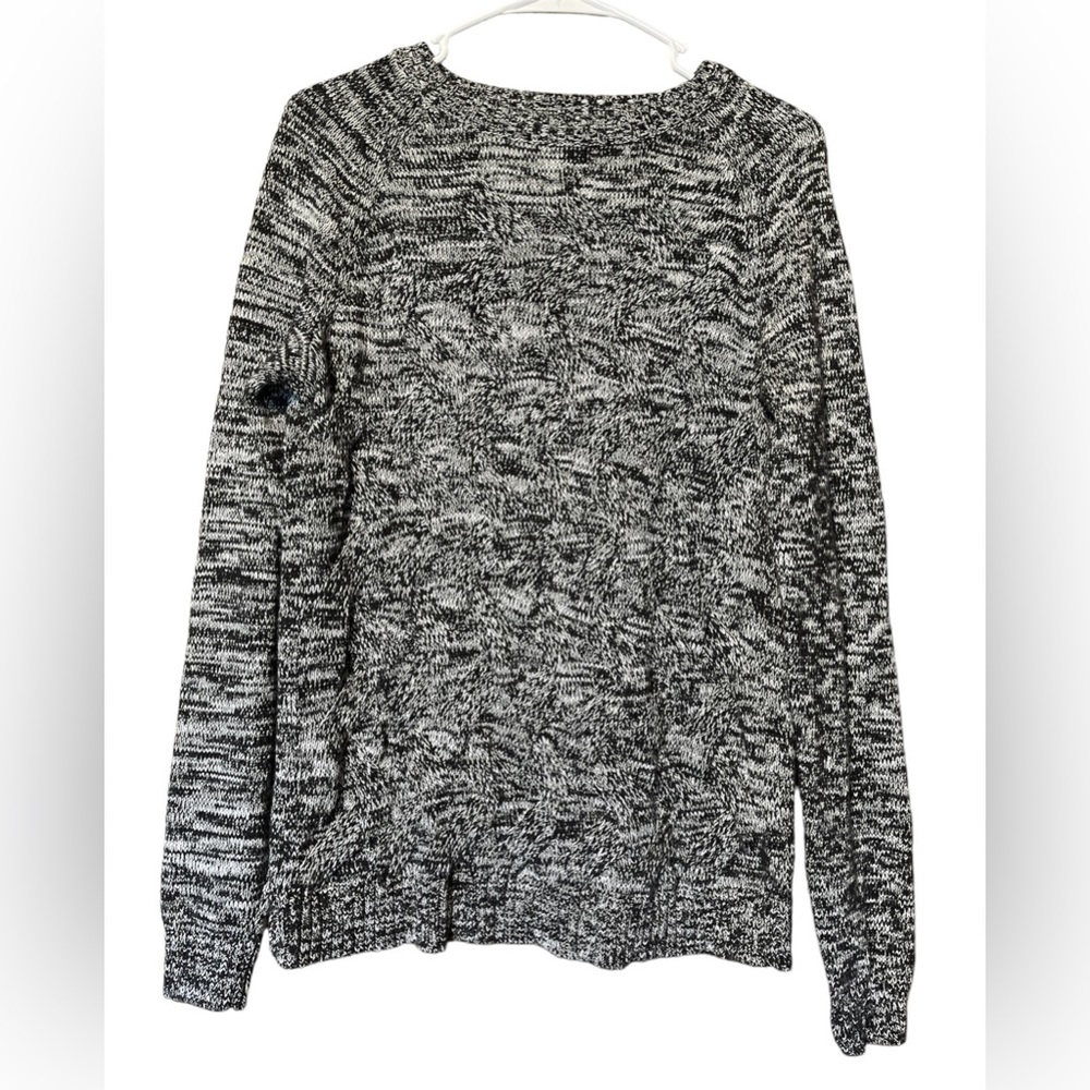 Lands End Womens Drifter Cable Knit Sweater Tweed Gray Size M Medium 10-12